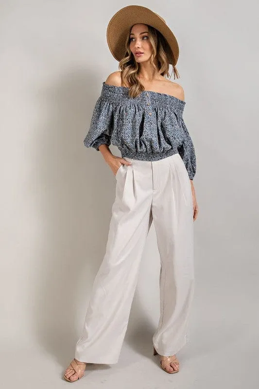 Animal Print Smocked Off the Shoulder Top *online only*