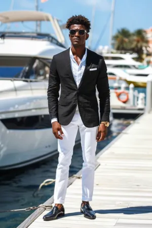 Arthur Beautiful  Black Men Suits Slim Fit Blazer Linen Suit