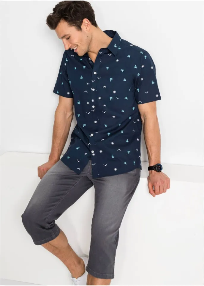 Bpc Bonprix Collection short-sleeved shirt with comfortable fit, blue