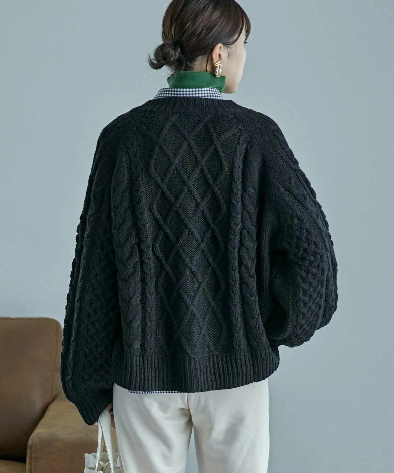 Cable knit cardigan