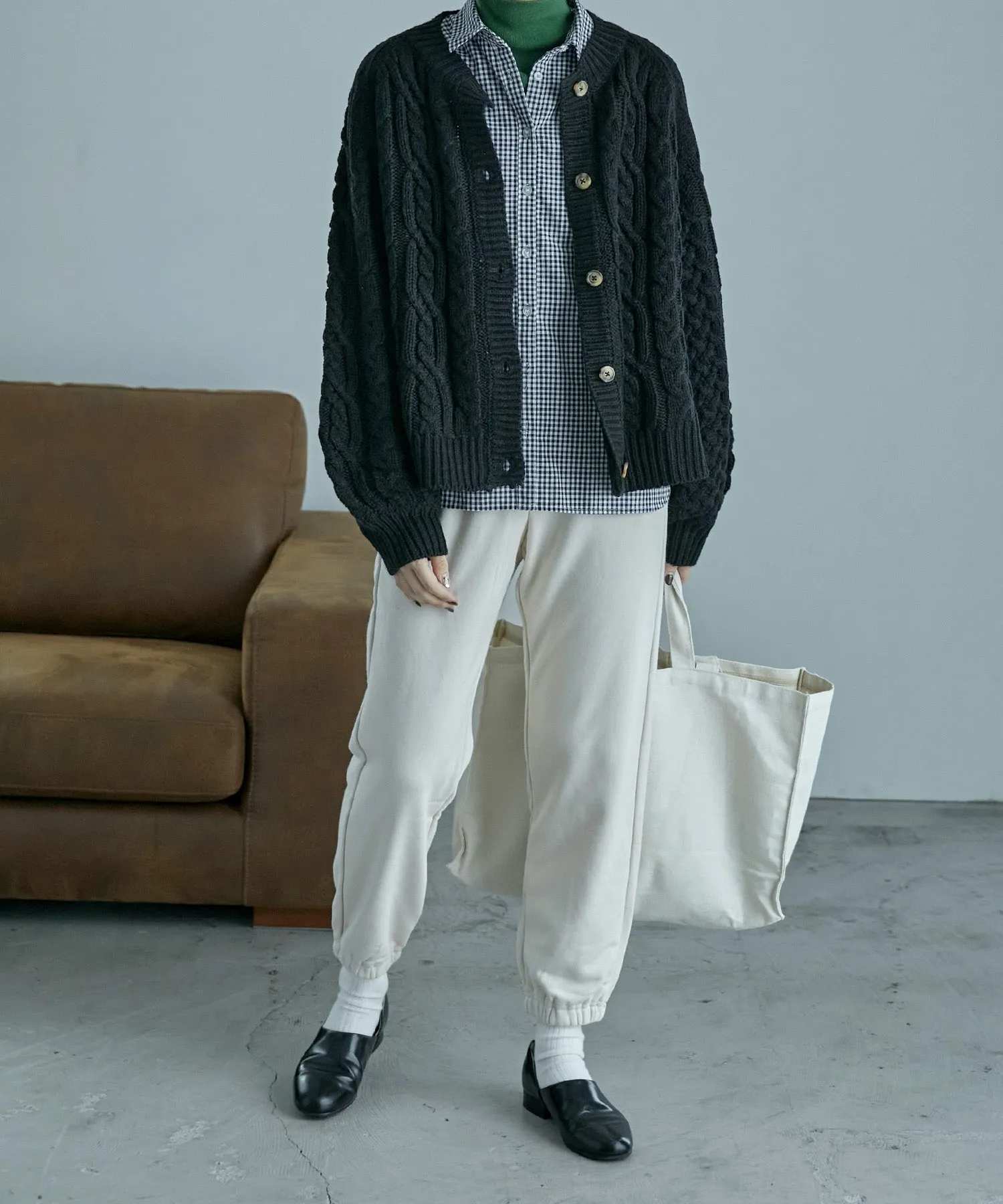 Cable knit cardigan