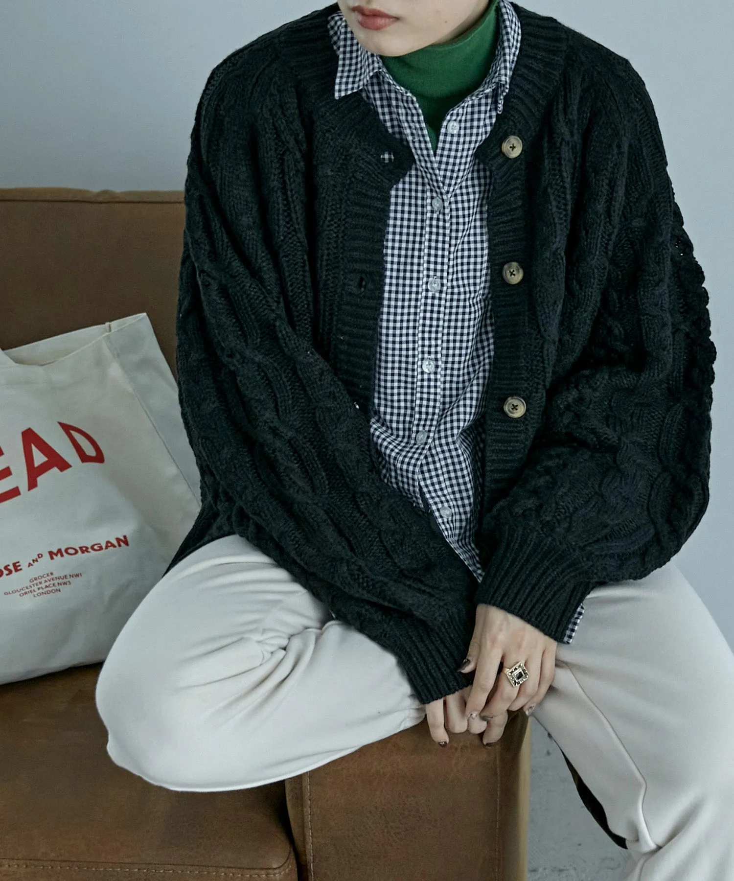 Cable knit cardigan