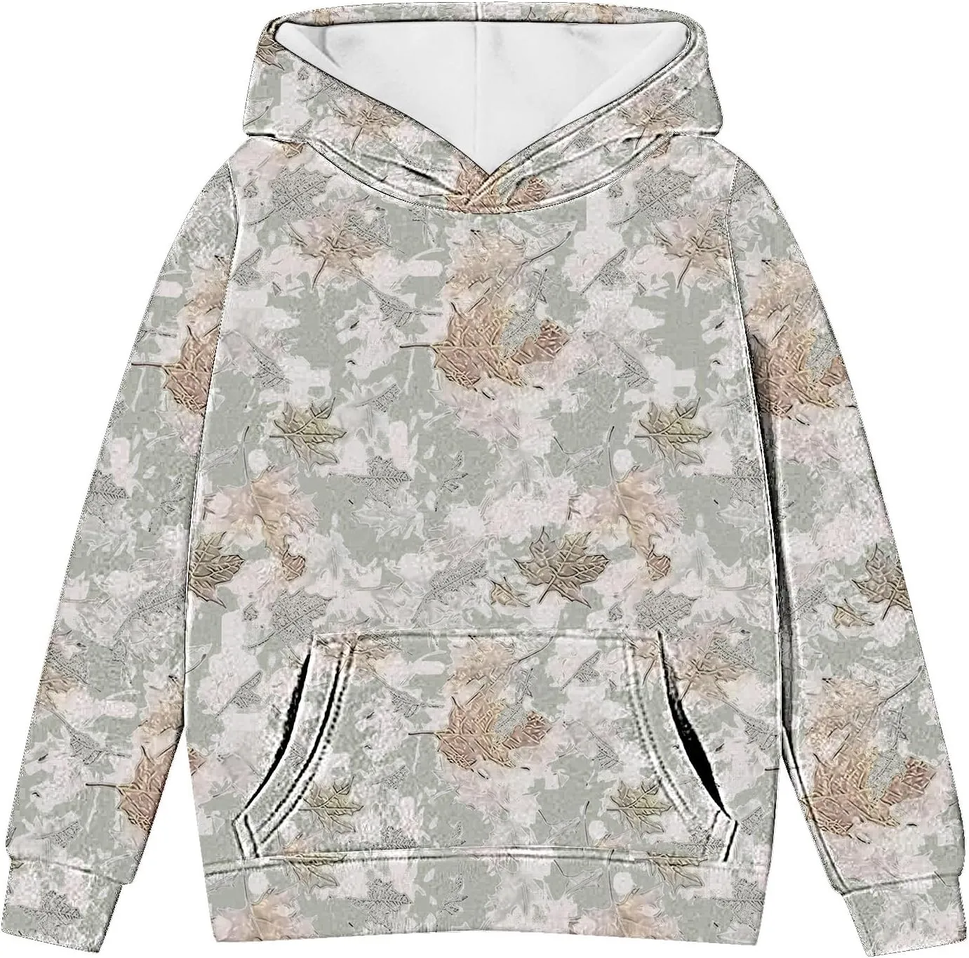Children's Hoodies Camo Oversized Sweatshirt Maple Leaf Print Pullover Trendy Cute Long Sleeve Tops with Pockets