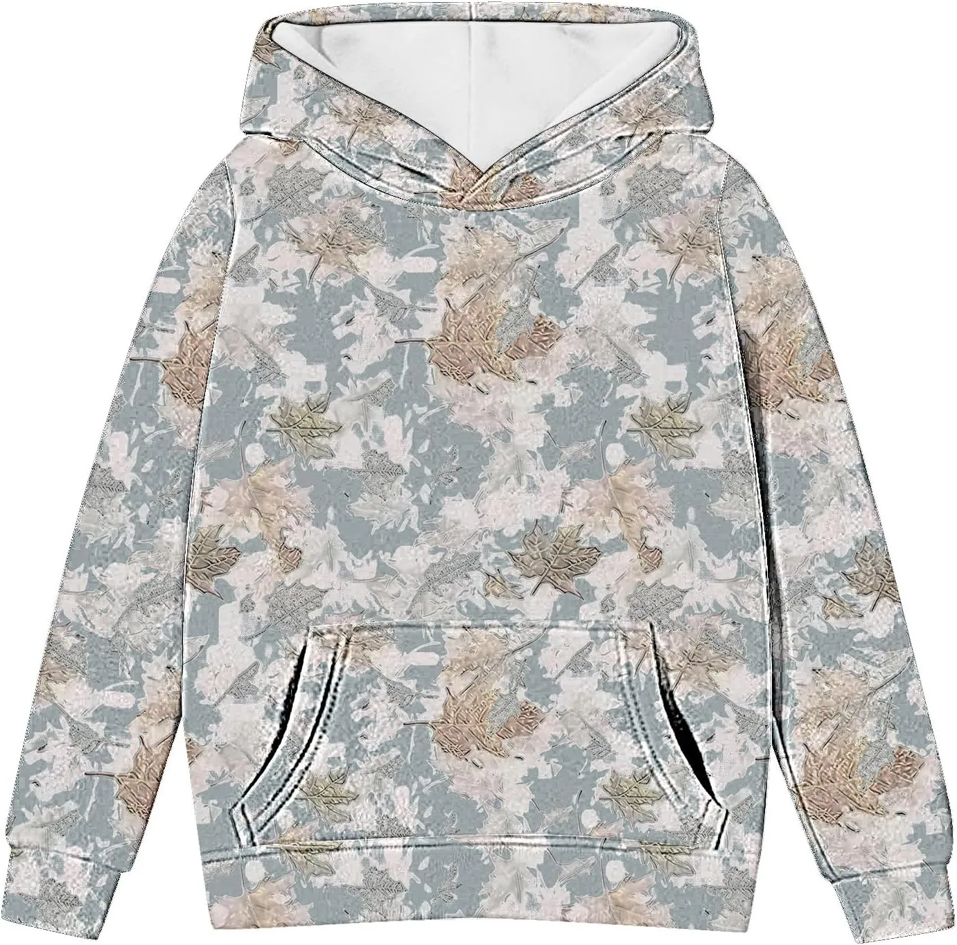 Children's Hoodies Camo Oversized Sweatshirt Maple Leaf Print Pullover Trendy Cute Long Sleeve Tops with Pockets