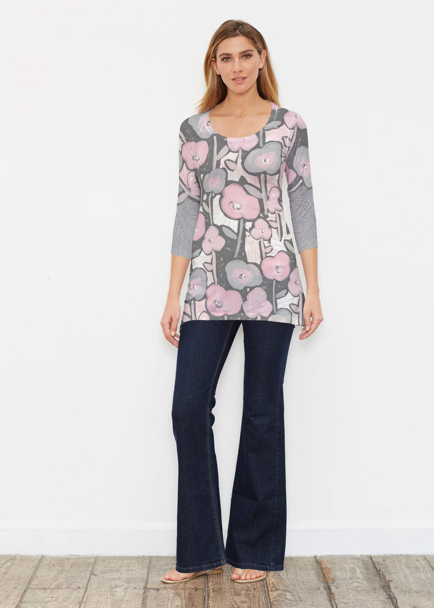 Desert Blooms Blush (17061) ~ Buttersoft 3/4 Sleeve Tunic