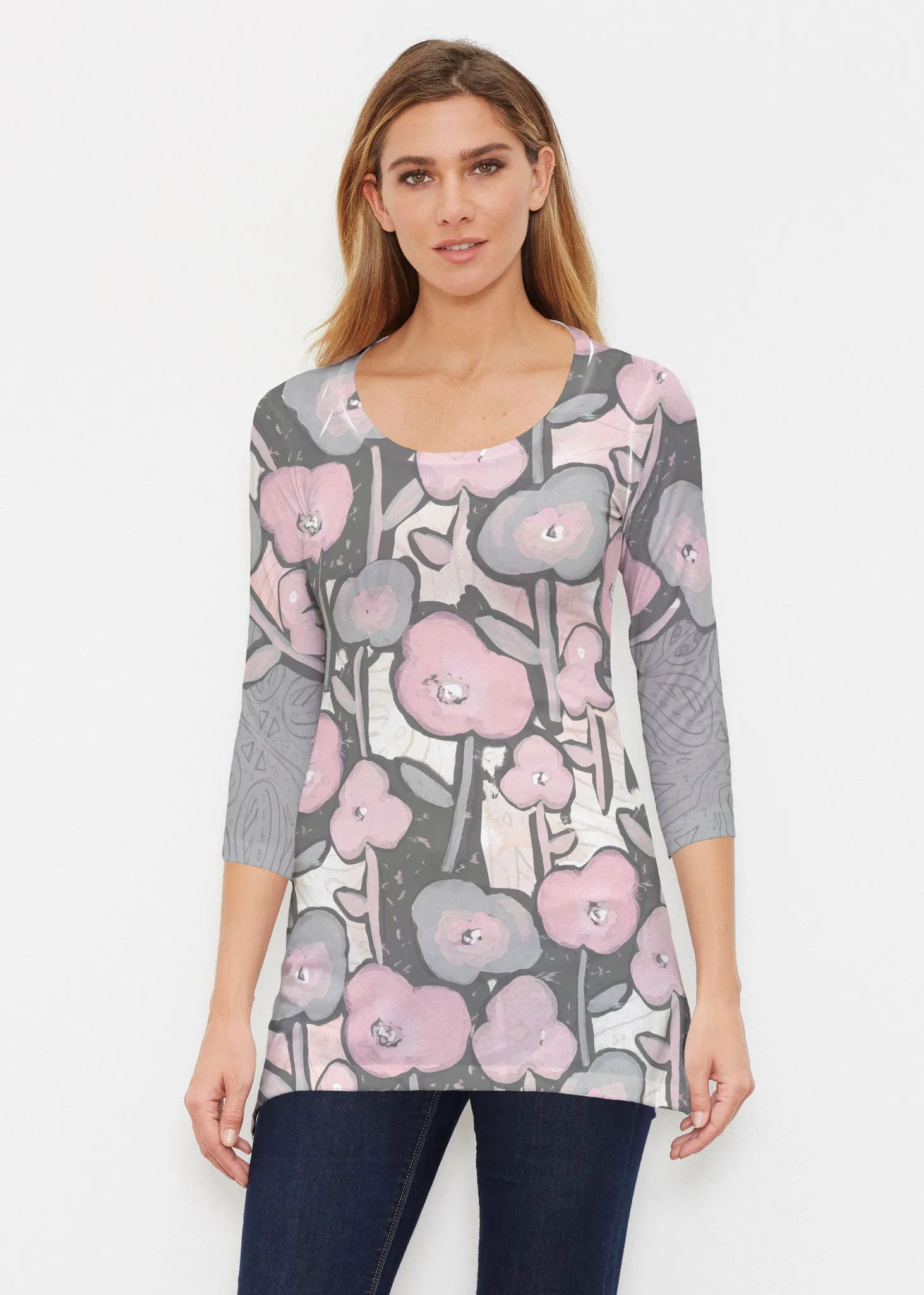 Desert Blooms Blush (17061) ~ Buttersoft 3/4 Sleeve Tunic