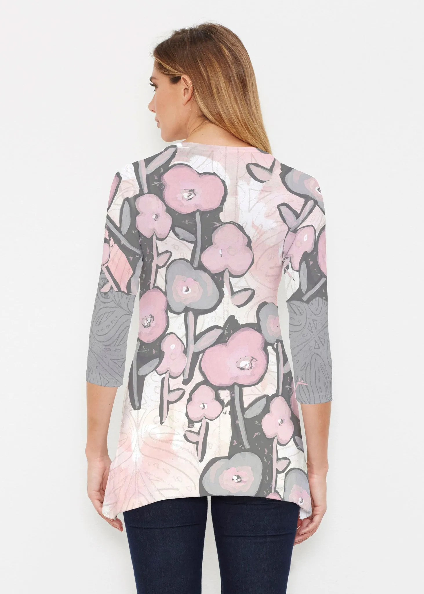 Desert Blooms Blush (17061) ~ Buttersoft 3/4 Sleeve Tunic