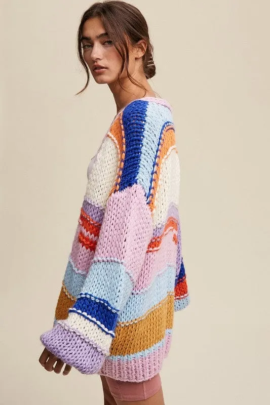 Hand Knit Multi Striped Cardigan *Online Only*