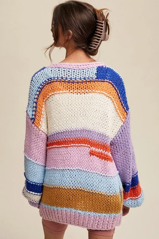 Hand Knit Multi Striped Cardigan *Online Only*