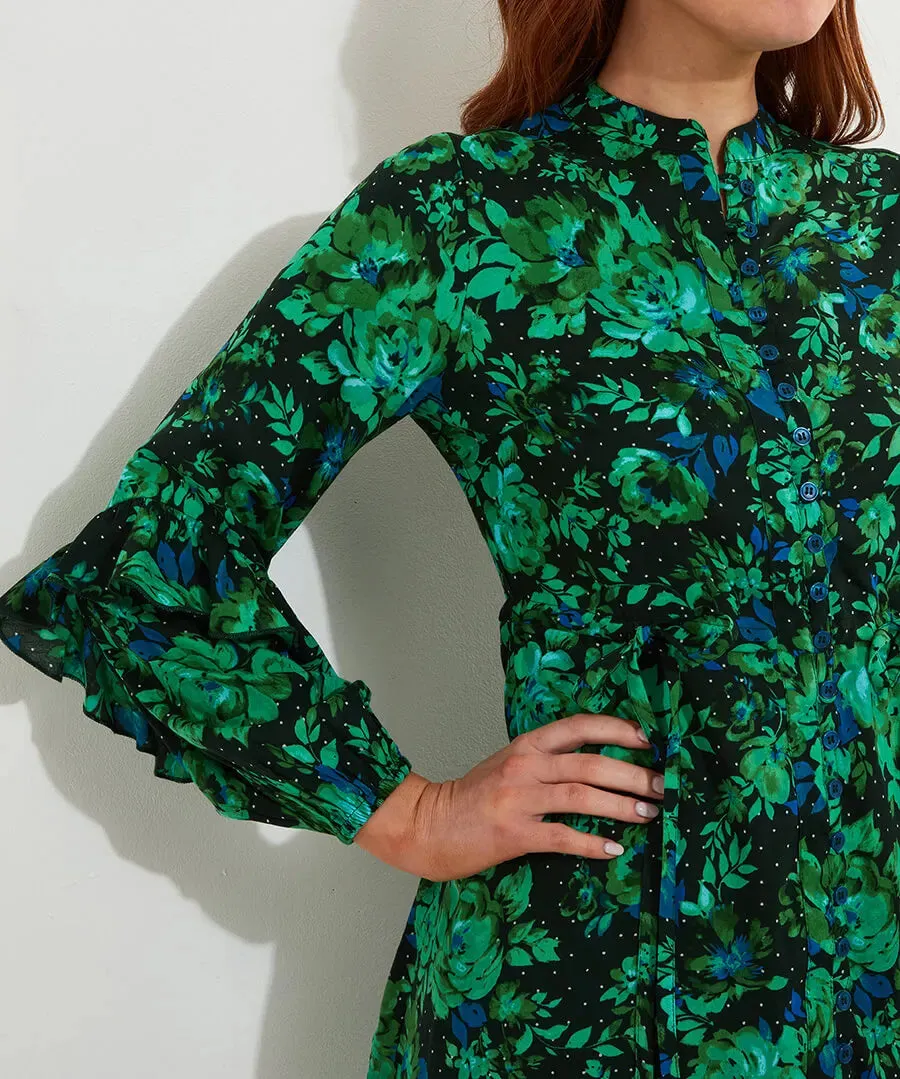 Joe Browns 8 Green Winter Florals Tunic Dress