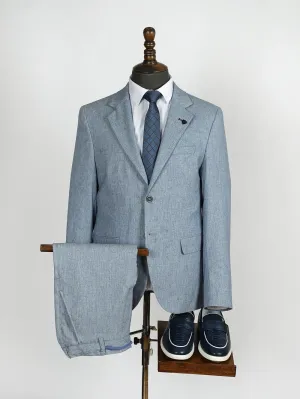 Kohen Blue Set Blazer Linen Suit
