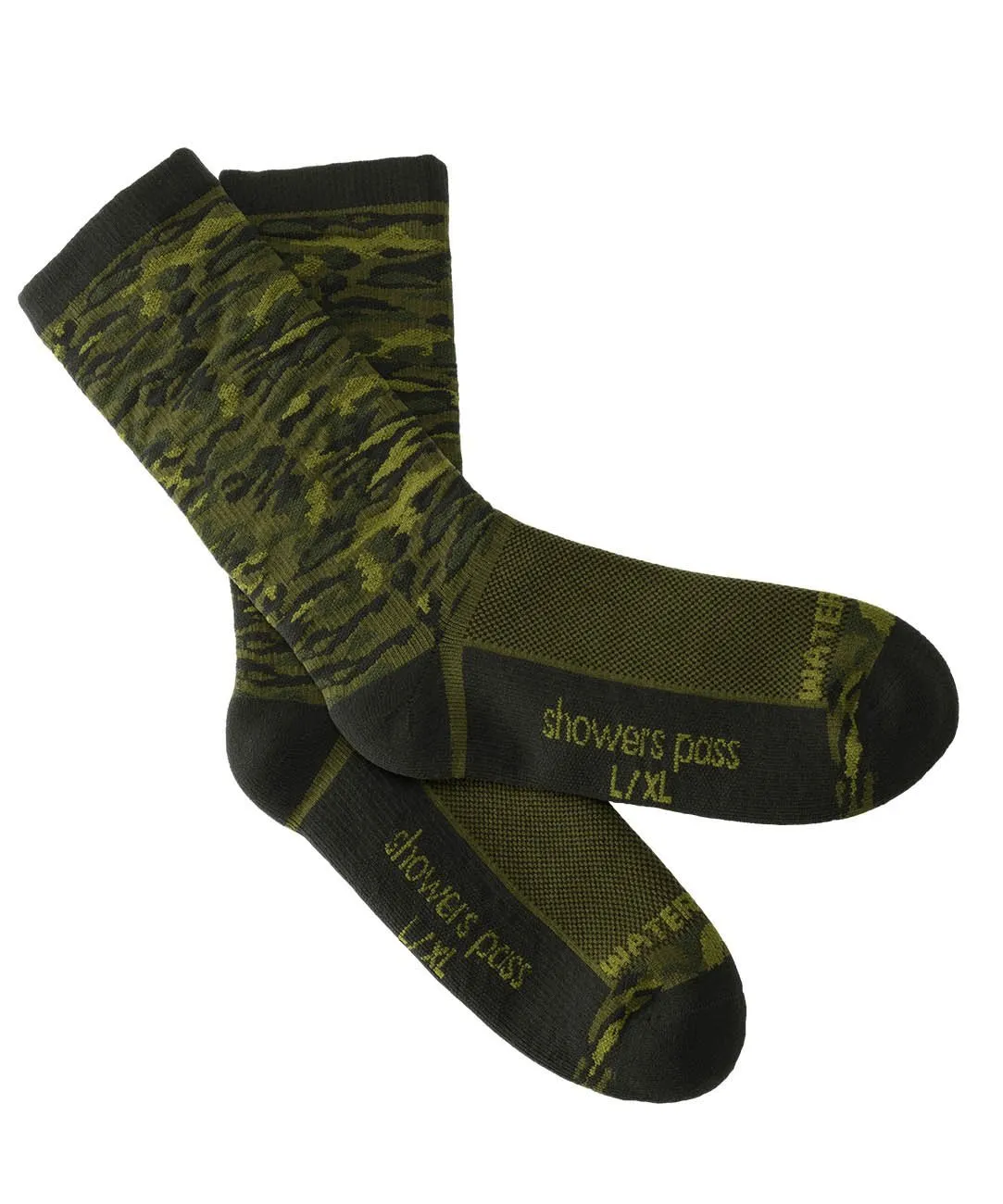 Lightweight Waterproof Crosspoint Socks Forest Camo by Showers Pass