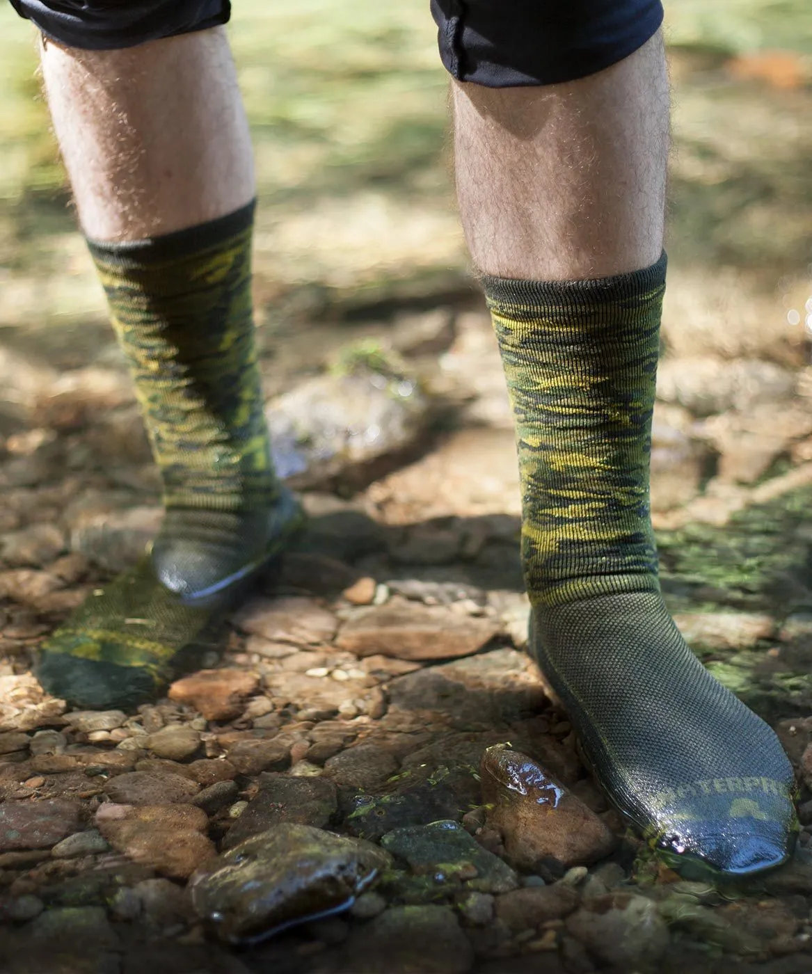 Lightweight Waterproof Crosspoint Socks Forest Camo by Showers Pass