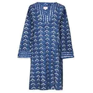 Mary Natural Indigo Dyed Block Printed Tunic