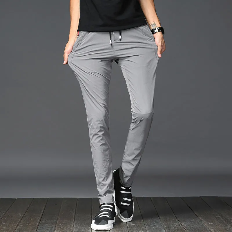Men's casual pants in autumn and winter, men's body, elastic trousers, tightness, tight fitting trousers and thick men's pants