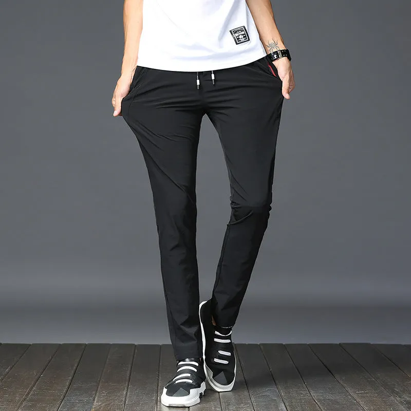Men's casual pants in autumn and winter, men's body, elastic trousers, tightness, tight fitting trousers and thick men's pants