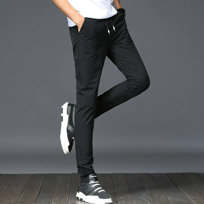 Men's casual pants in autumn and winter, men's body, elastic trousers, tightness, tight fitting trousers and thick men's pants