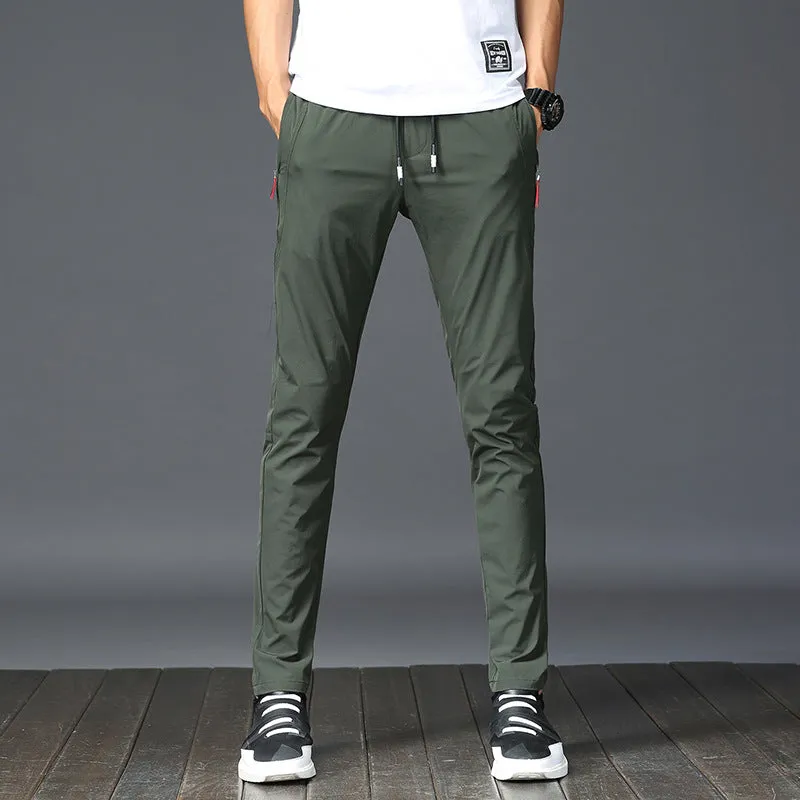 Men's casual pants in autumn and winter, men's body, elastic trousers, tightness, tight fitting trousers and thick men's pants