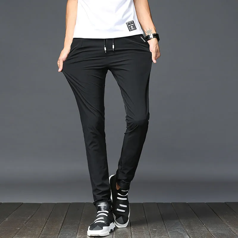 Men's casual pants in autumn and winter, men's body, elastic trousers, tightness, tight fitting trousers and thick men's pants