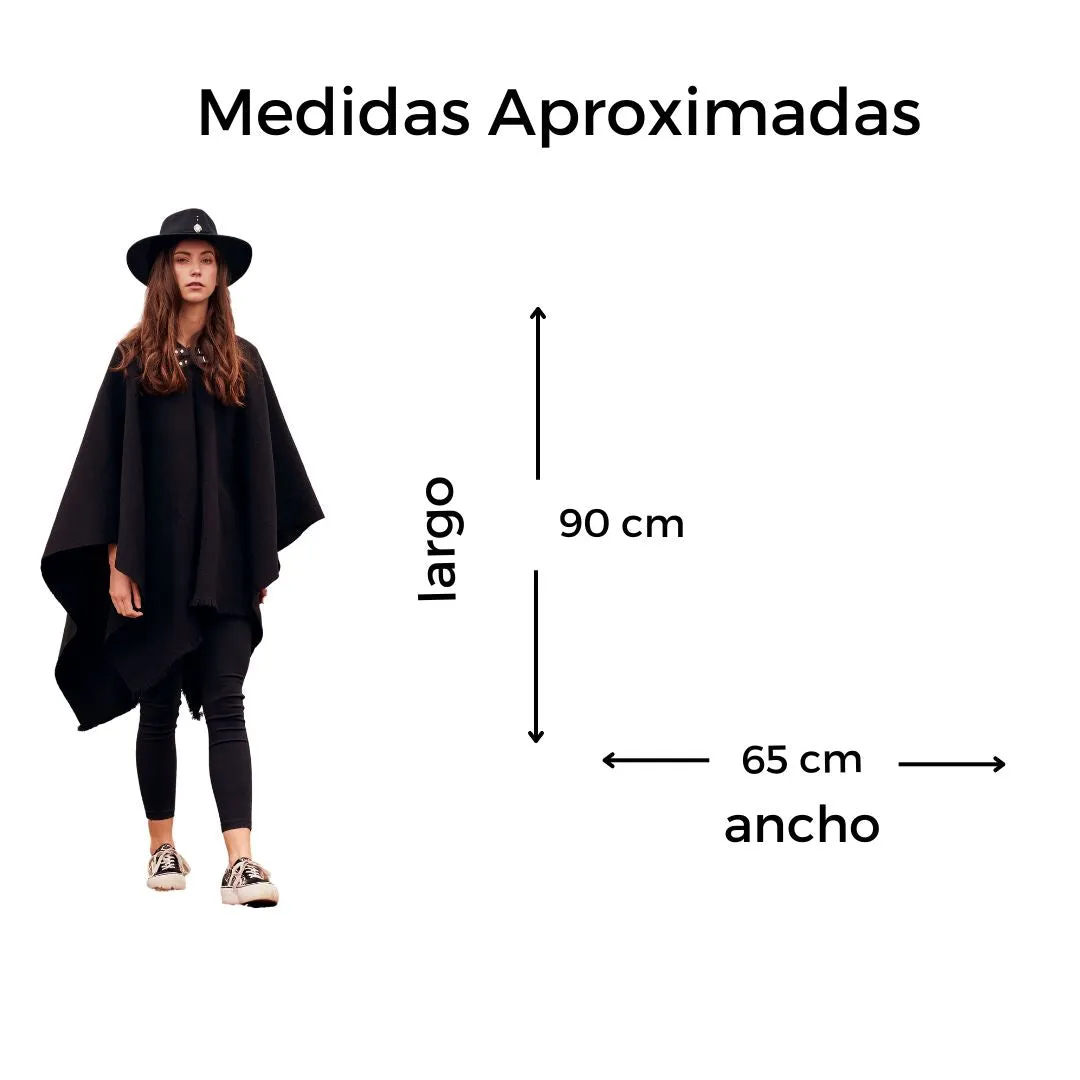 Poncho gorro Legend unisex lana y alpaca con franjas marengo y negro