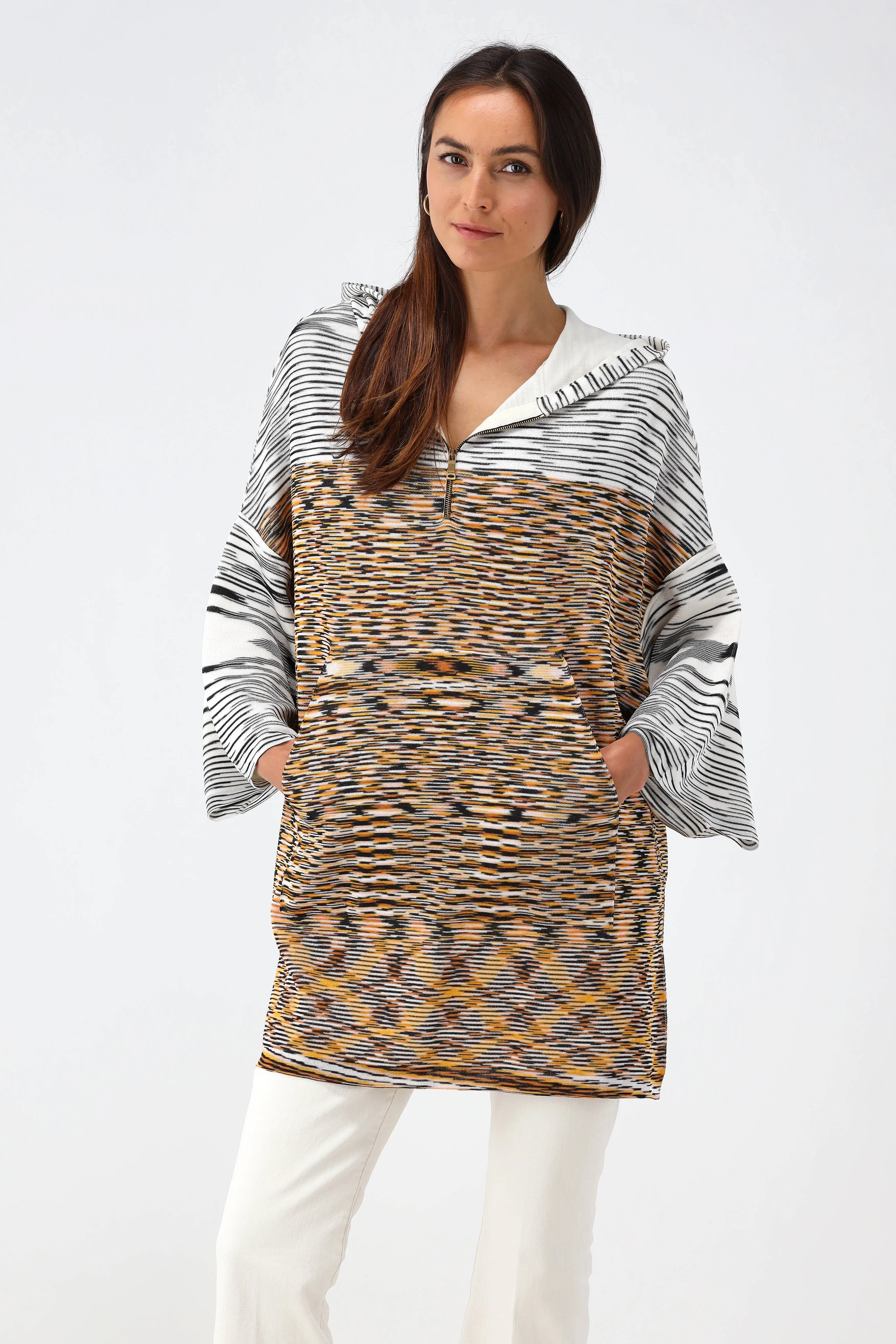 Poncho in Tiger White/Schwarz