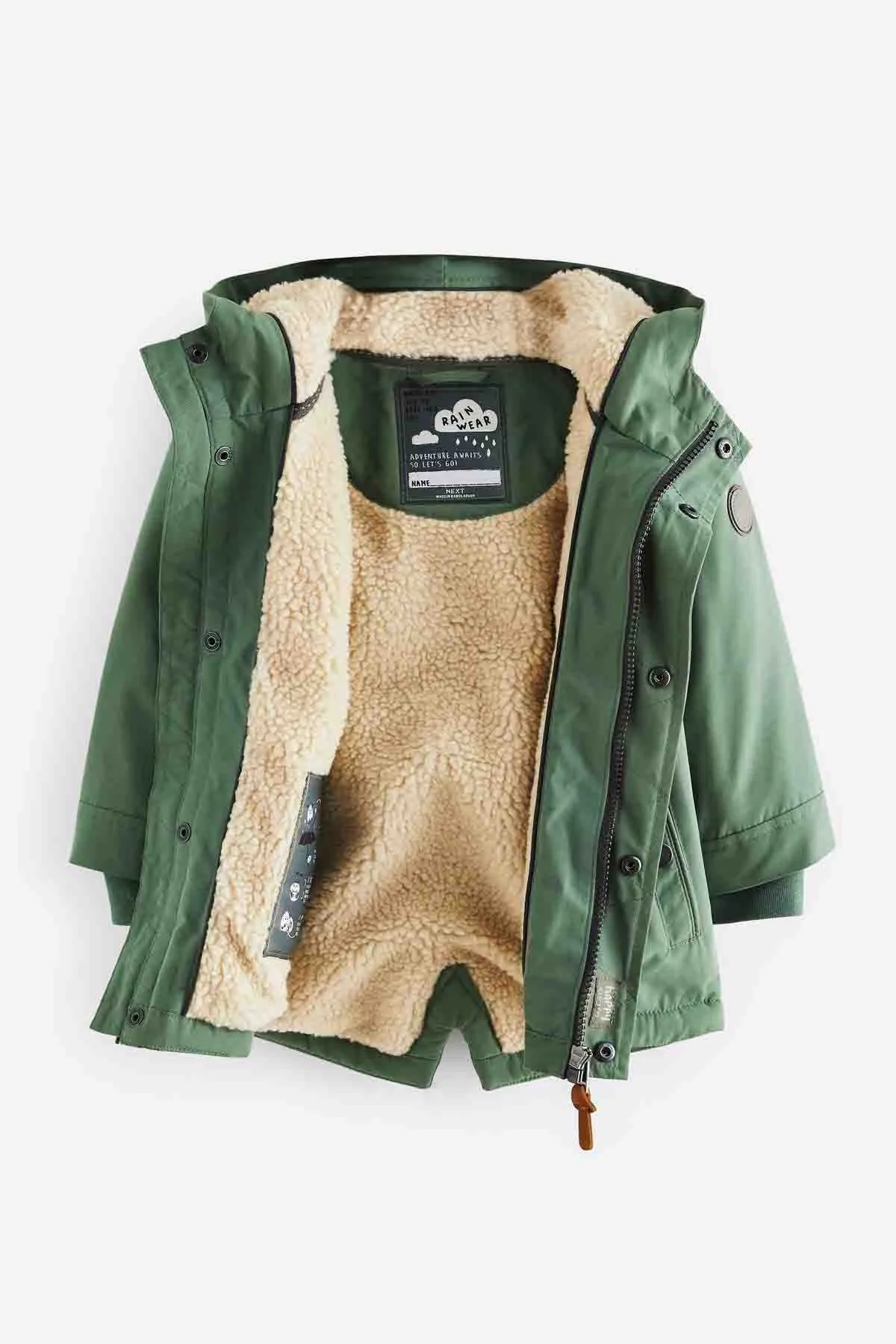 Sage Green Waterproof Borg Fleece Lined Parka