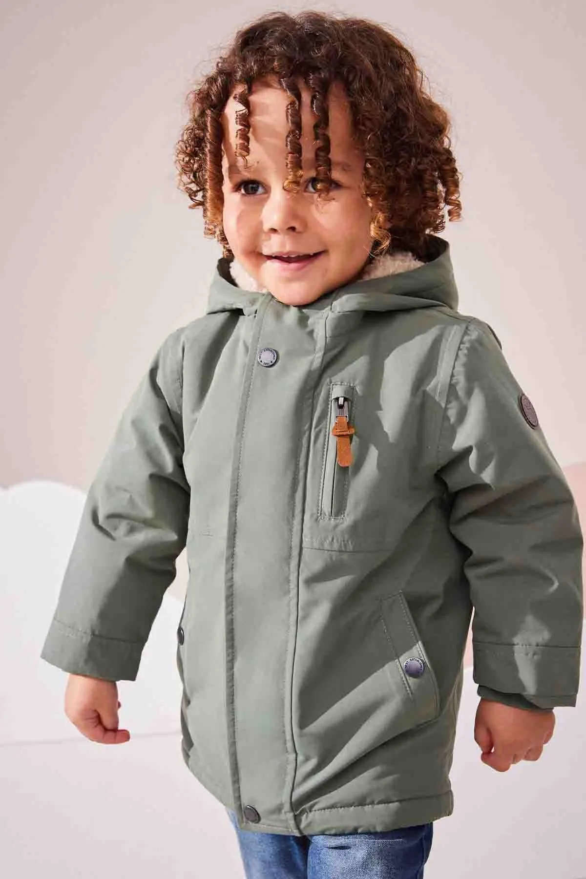 Sage Green Waterproof Borg Fleece Lined Parka