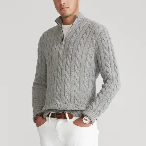 Simon  Cable Knit Half-Zip Sweater