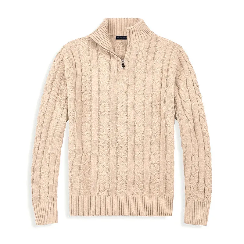 Simon  Cable Knit Half-Zip Sweater