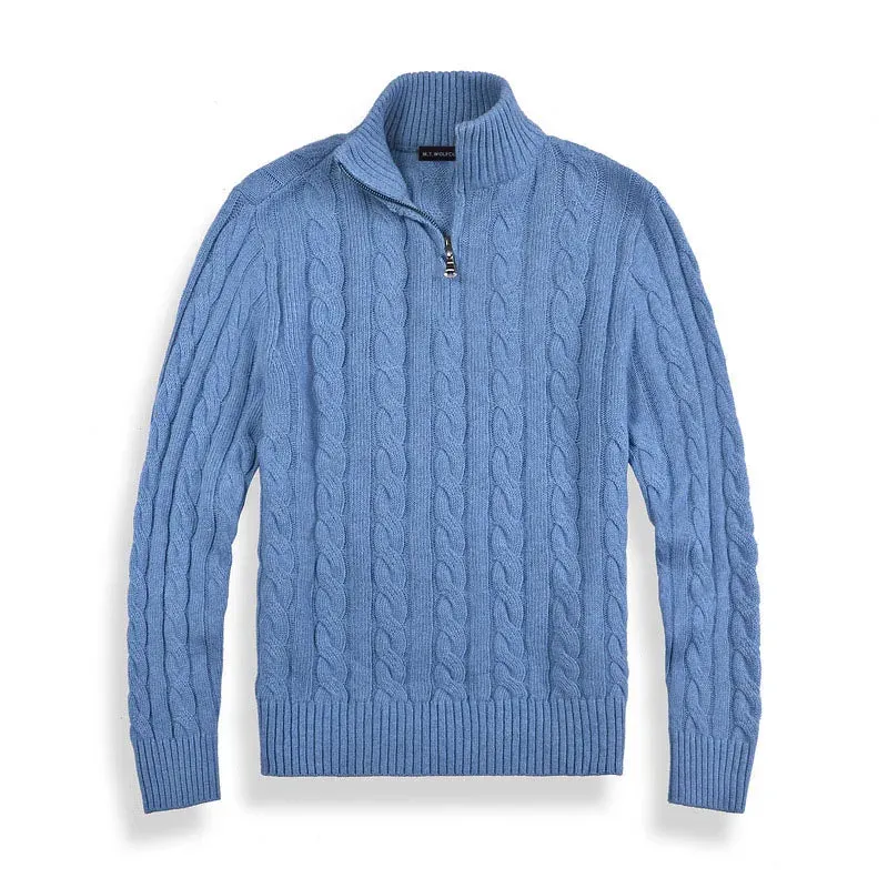 Simon  Cable Knit Half-Zip Sweater