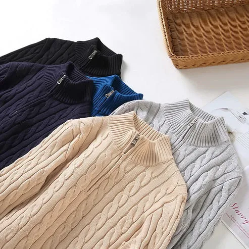 Simon  Cable Knit Half-Zip Sweater