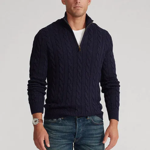 Simon  Cable Knit Half-Zip Sweater