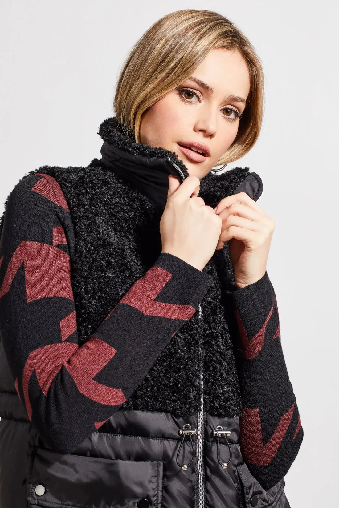 Sleeveless Sherpa Vest [Black-5561O]
