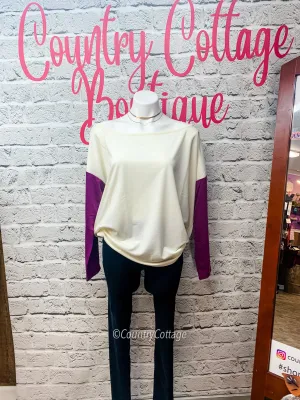 Two Tone off the Sholder Sweatshirt
