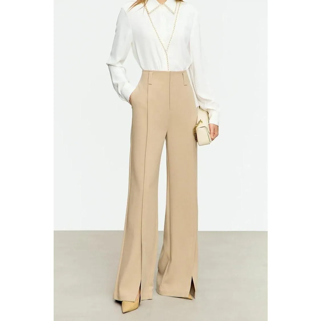 Winter Casual High-Slit Wide Leg Trousers for Women