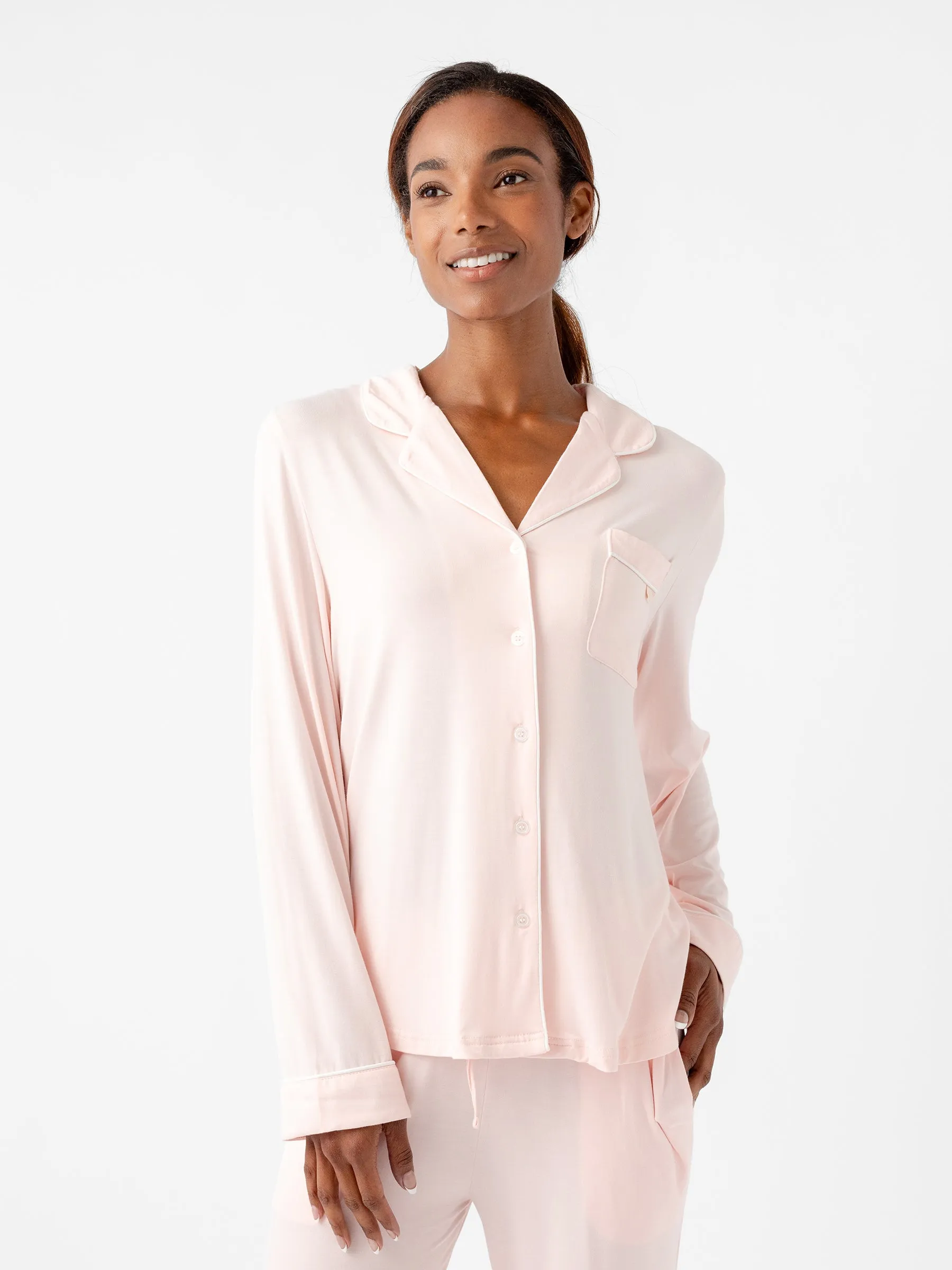 Women's Bamboo Stretch-Knit Long Sleeve Pajama Top TALL