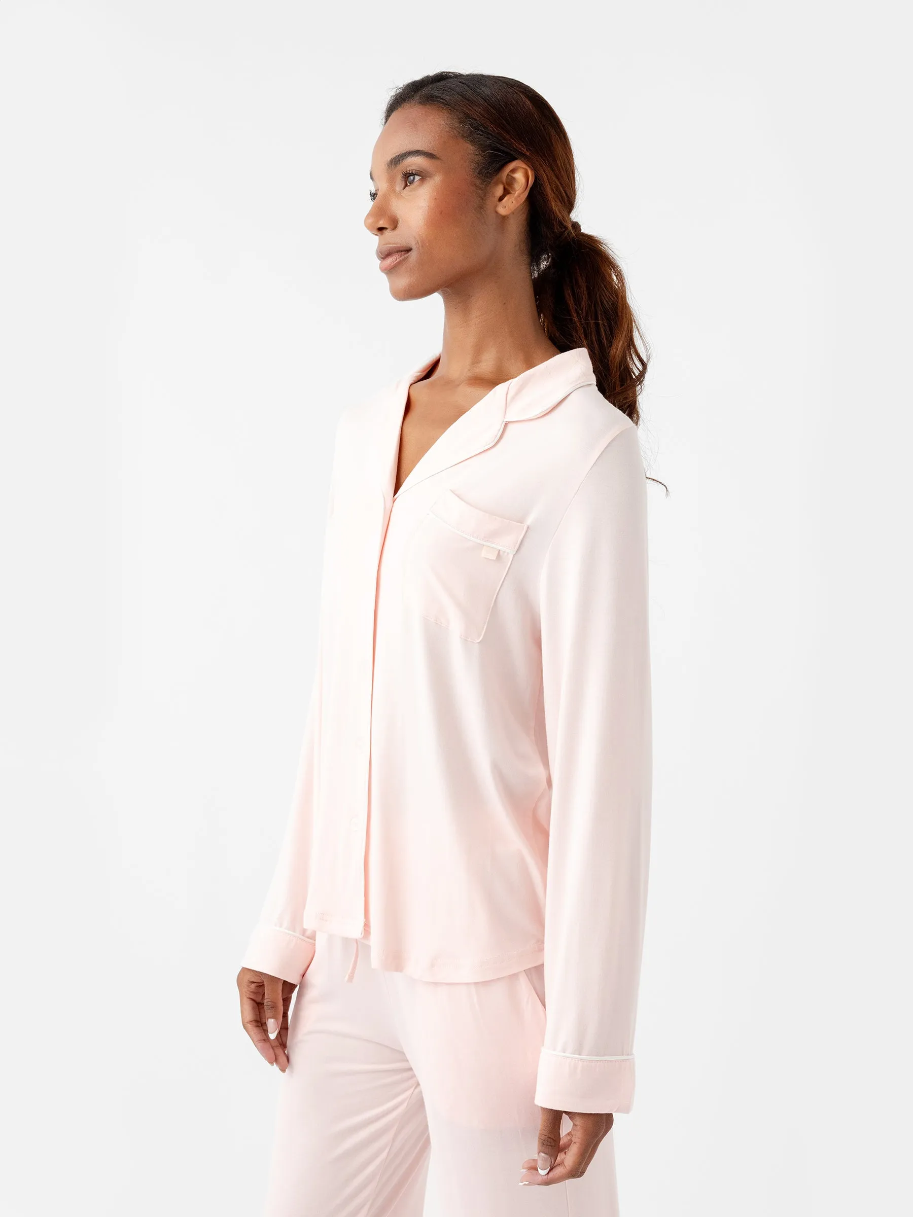 Women's Bamboo Stretch-Knit Long Sleeve Pajama Top TALL