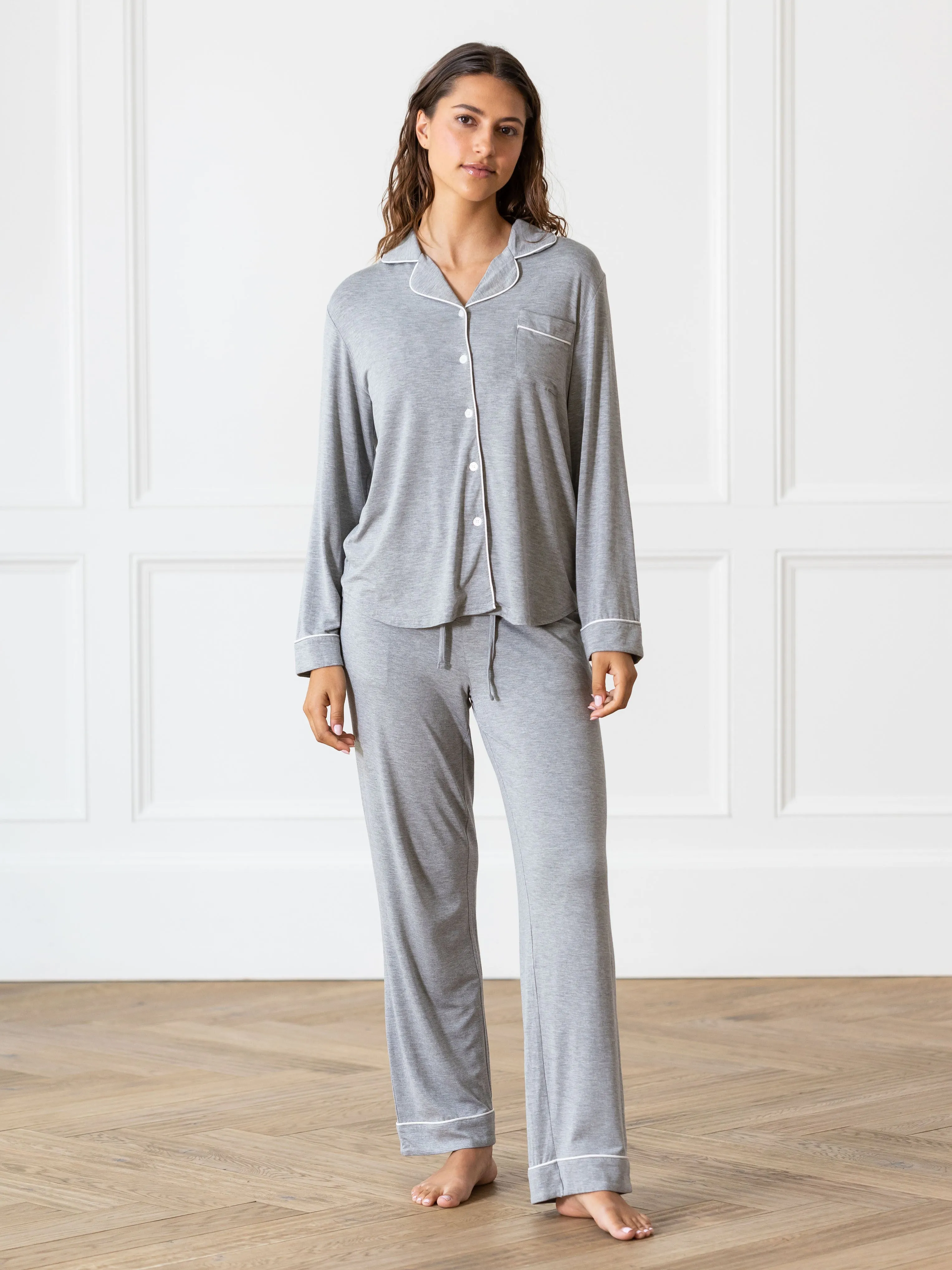 Women's Bamboo Stretch-Knit Long Sleeve Pajama Top TALL