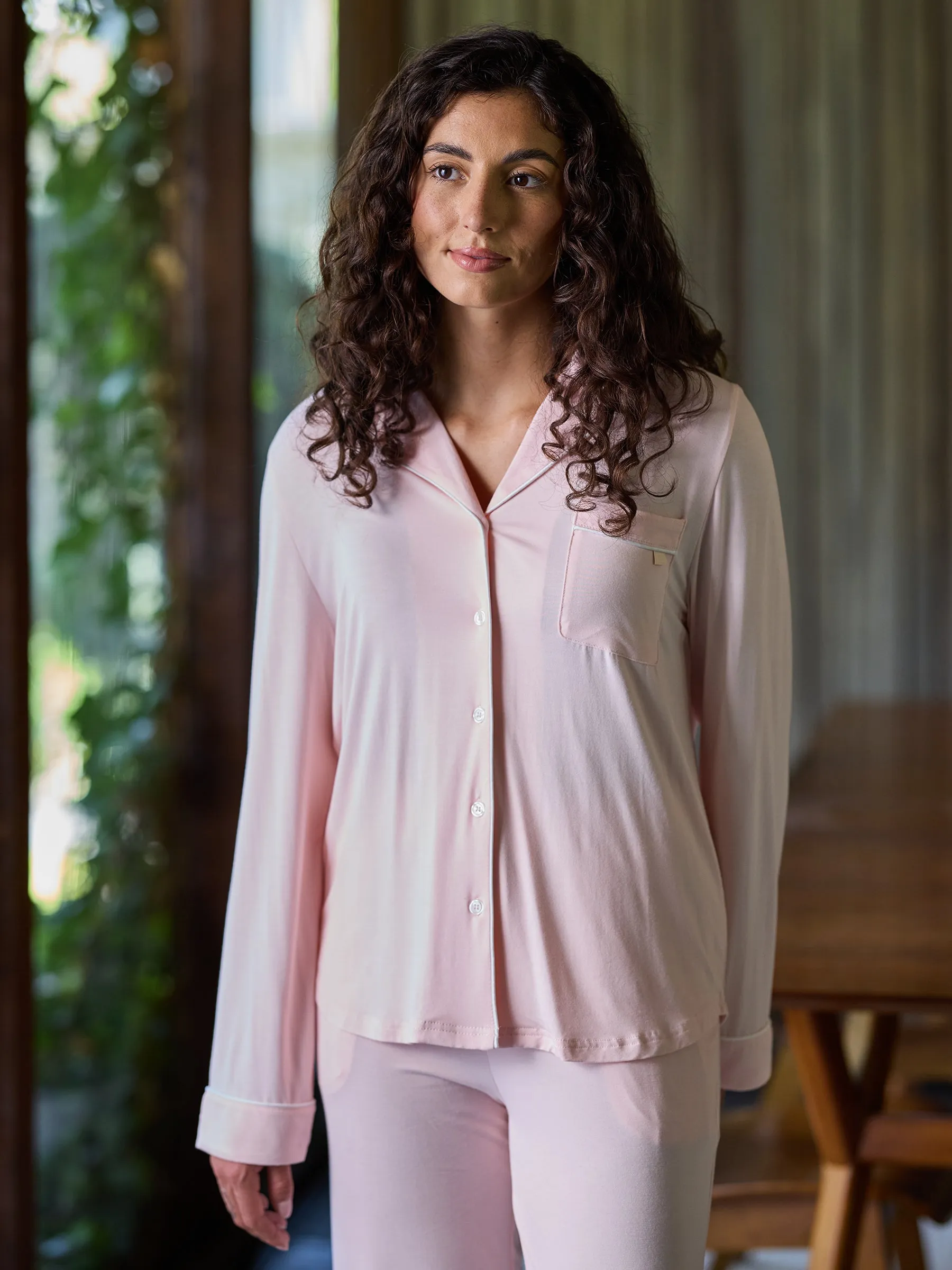 Women's Bamboo Stretch-Knit Long Sleeve Pajama Top
