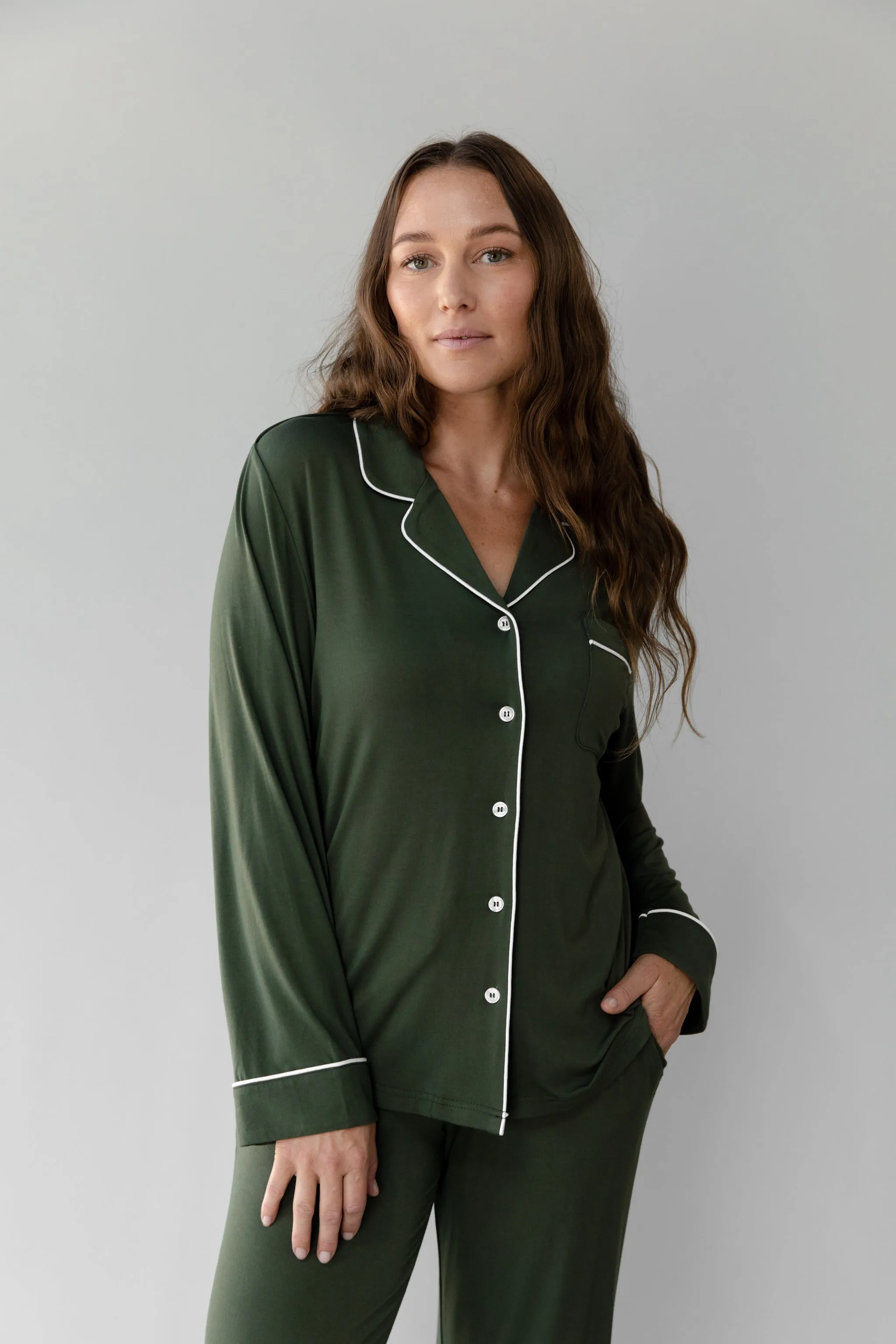 Women's Bamboo Stretch-Knit Long Sleeve Pajama Top