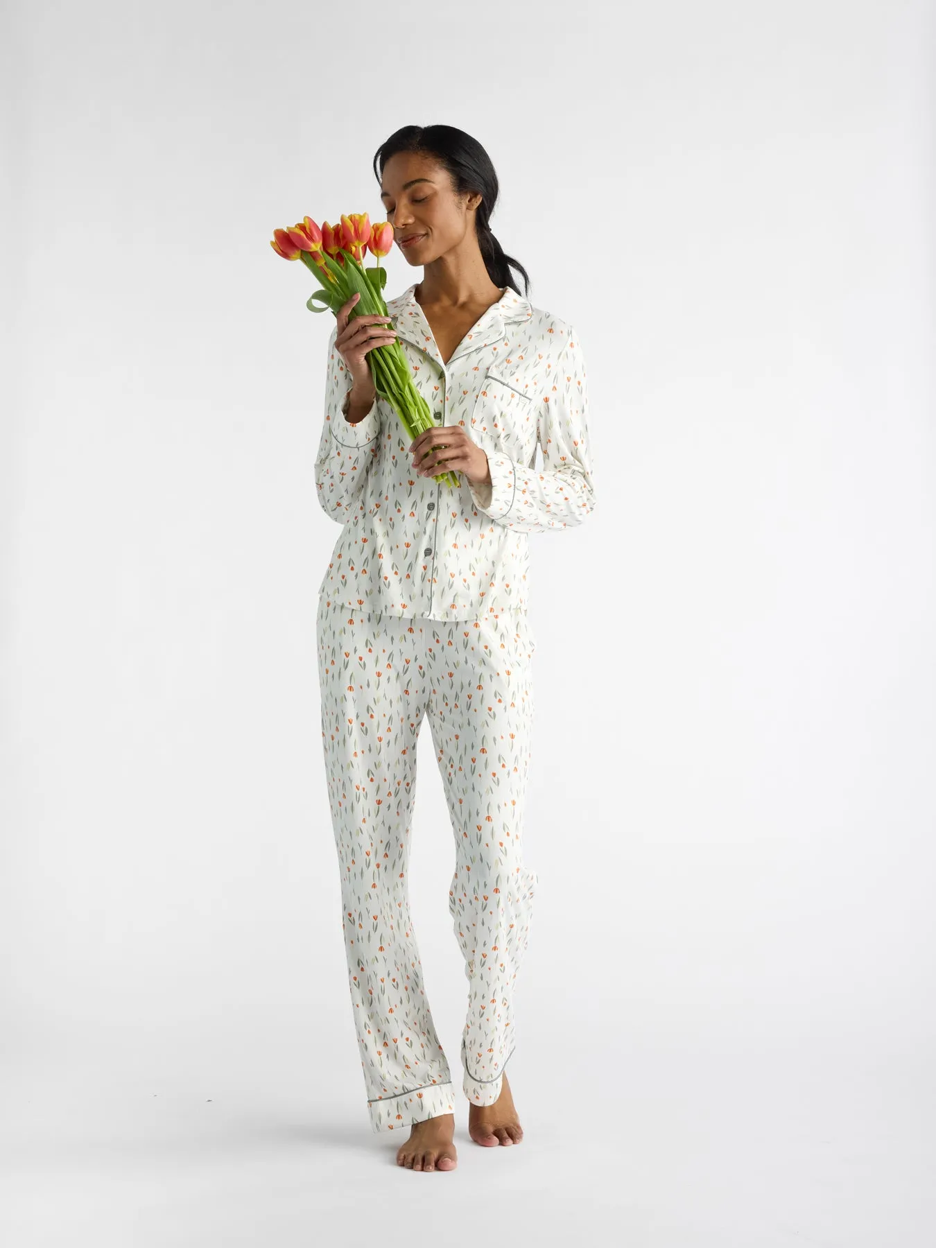 Women's Bamboo Stretch-Knit Long Sleeve Pajama Top