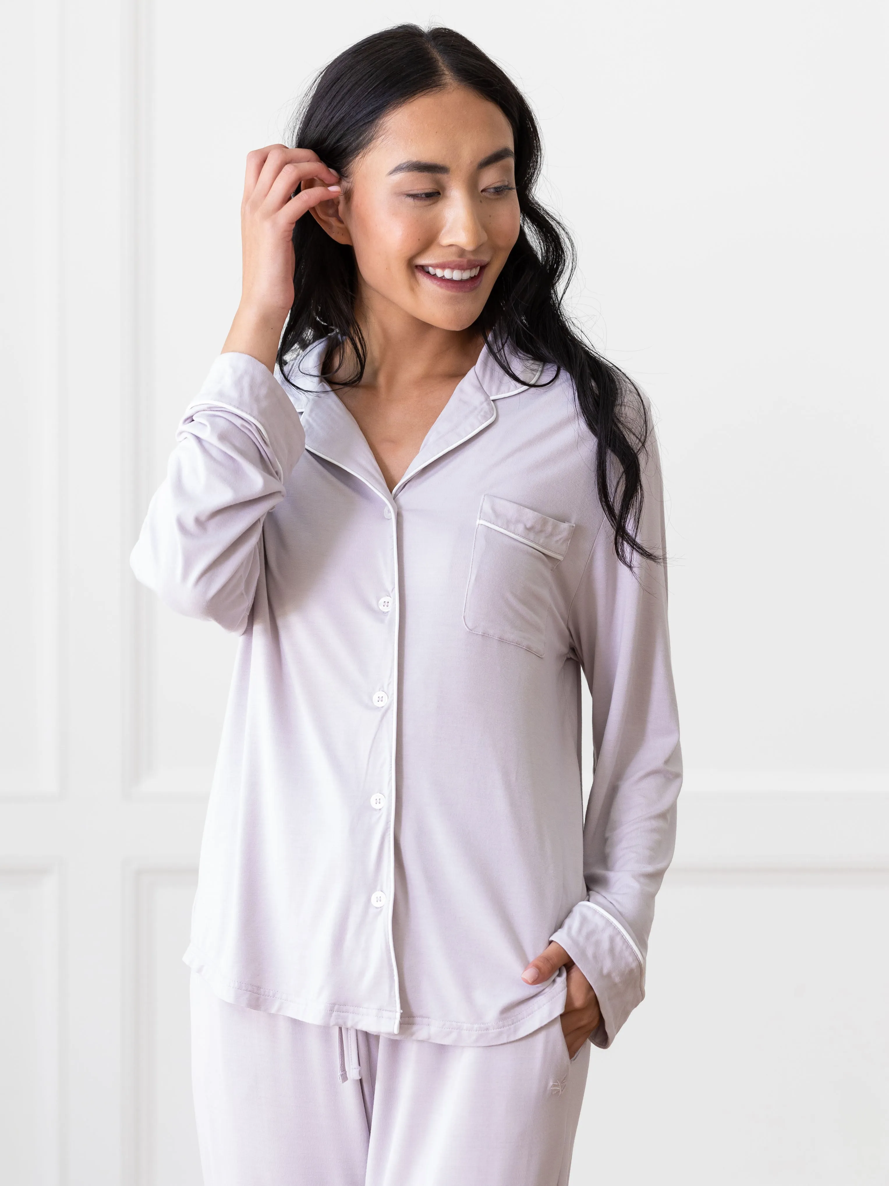 Women's Bamboo Stretch-Knit Long Sleeve Pajama Top