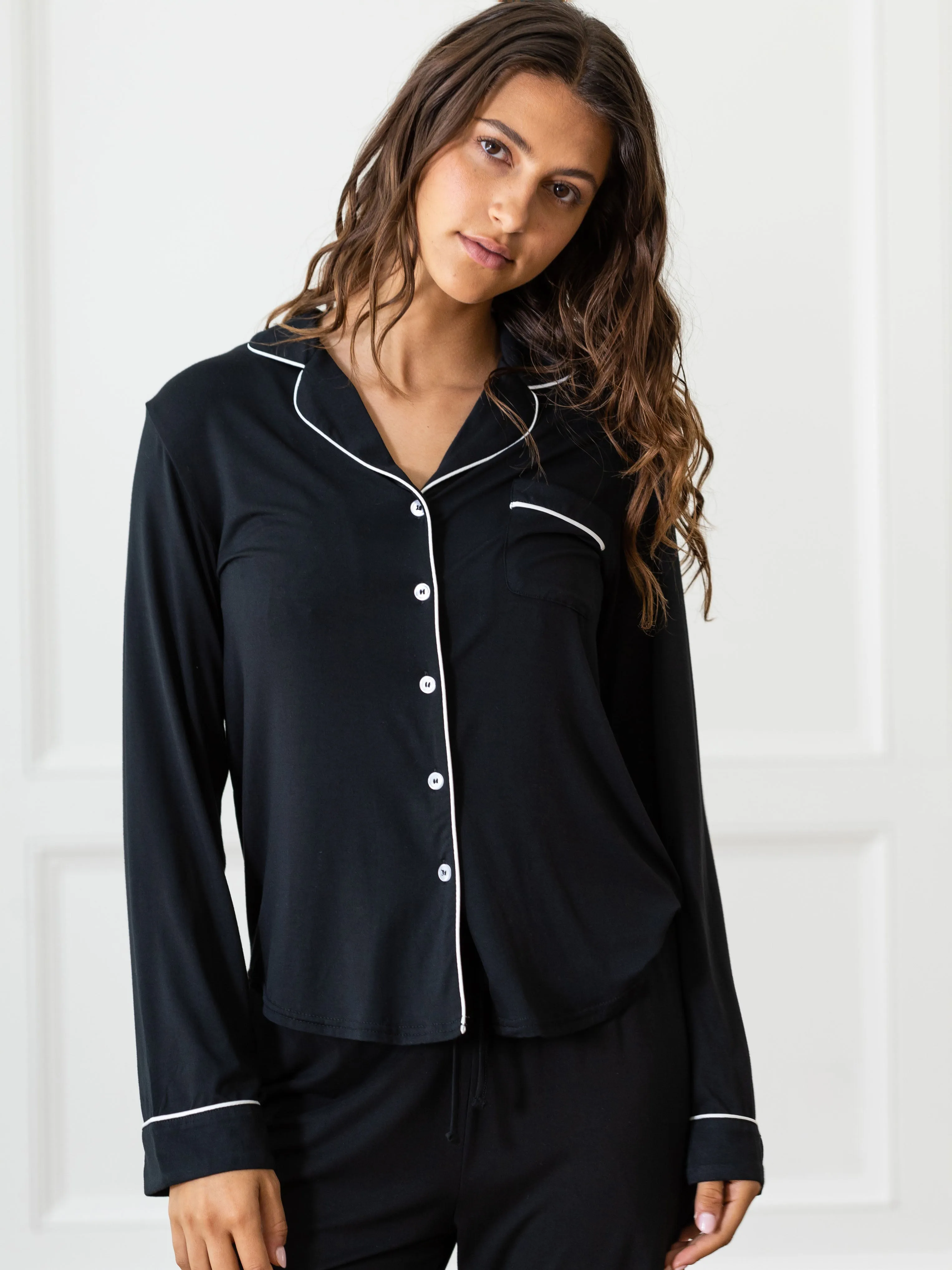 Women's Bamboo Stretch-Knit Long Sleeve Pajama Top